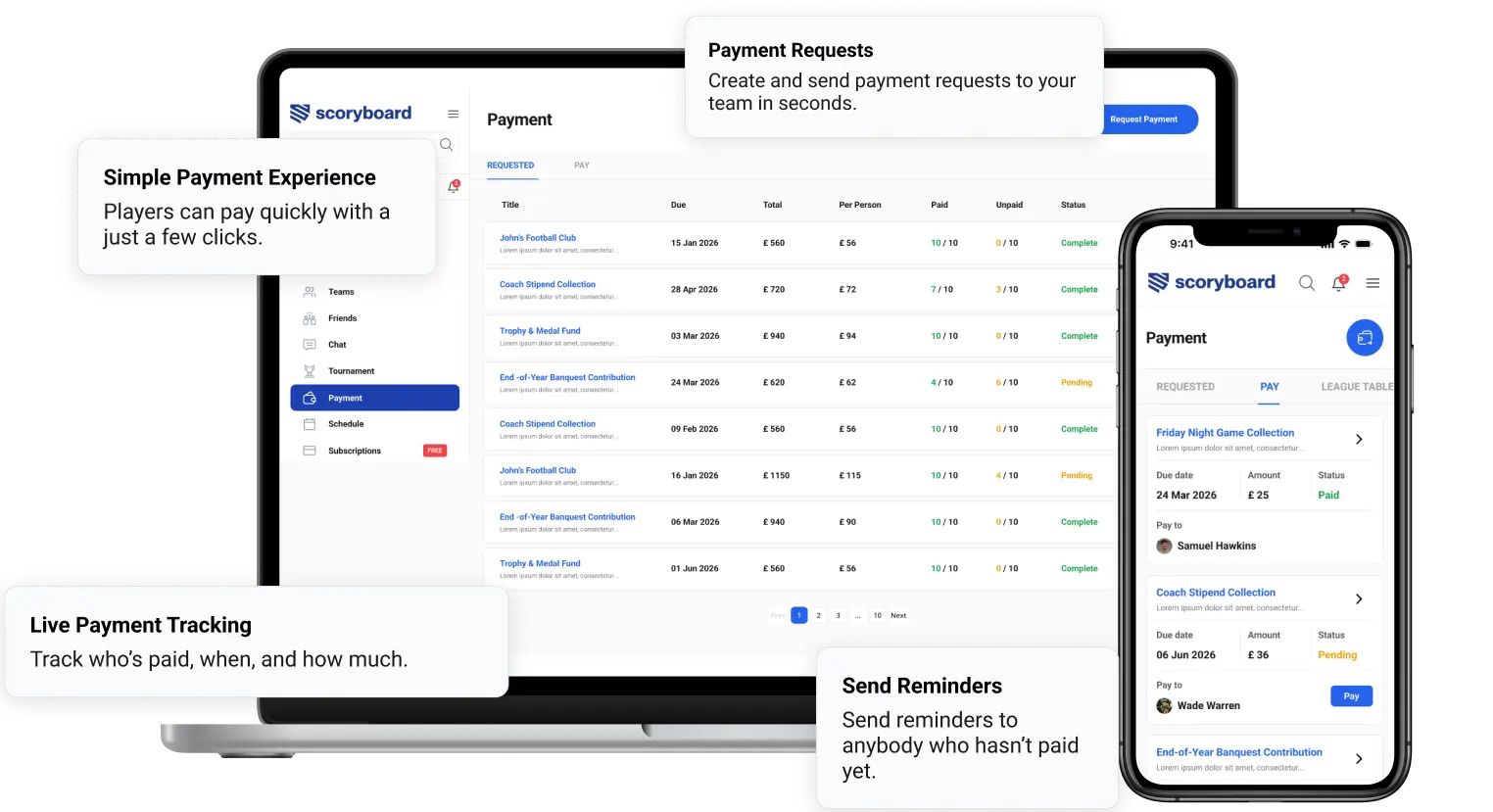 Scoryboard Football Management Dashboard